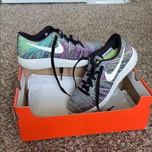 Nike Black and Green Knit Sneakers